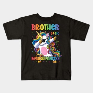 Brother of the Birthday Princess Dabbing Unicorn Girl Kids T-Shirt